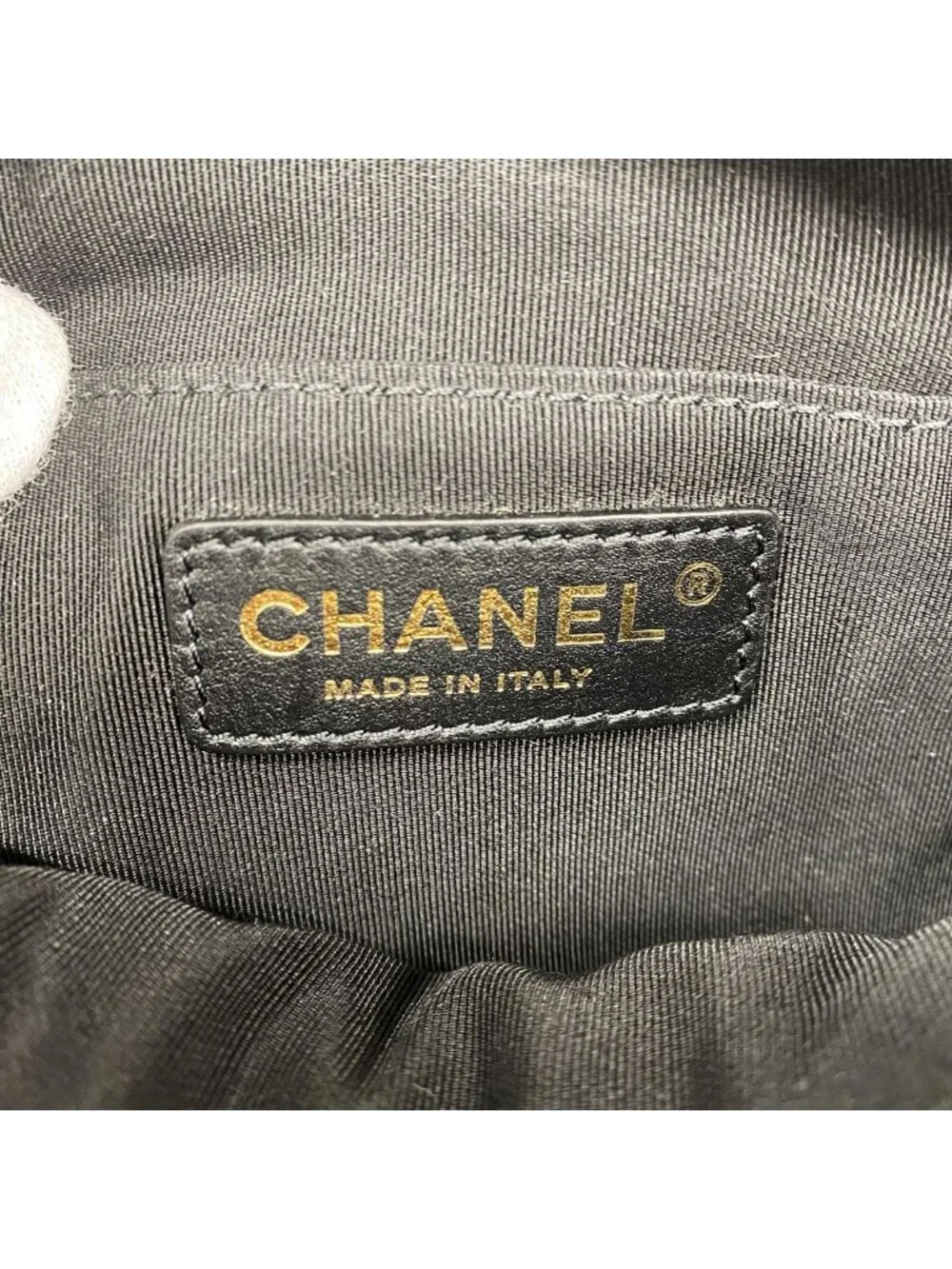 Chanel Waist Bag Quilted Leather Black Champagne Gold